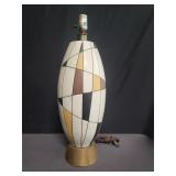 Mid-century ceramic and brass table lamp