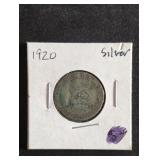 Silver 1920 Great Britain One Shilling coin