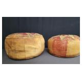 Pair of Morracan leather poufs