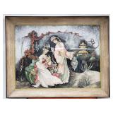 Signed mid century Asian water color painting