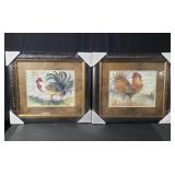 Pair of framed rooster prints