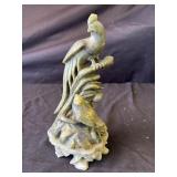 Vintage green soap stone bird statue
