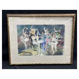 Signed framed water color on rag paper