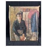 Signed dated oil on canvas portrait of man