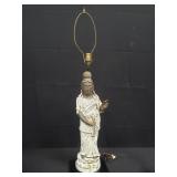 Antique Buddha glazed pottery table lamp