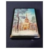 Signed vintage Russian handpainted lacquered box
