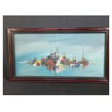 Signed Mid century modern oil on canvas