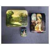 Vintage signed handpainted Russian lacquer boxes