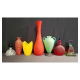 Box of modern perfume bottles vases