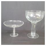 Pair of glass compotes box lot
