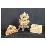 Three soapstone figurines