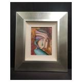 Signed oil on canvas cubism portrait painting