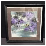 Signed Asian mixed media painting