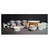 Box of porcelain, glass, ceramic, and pottery