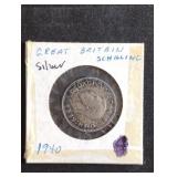 Silver 1940 Great Britain One Shilling coin