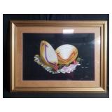 Framed Asian embroidery art