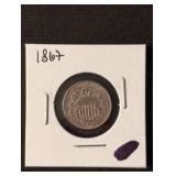 1867 US Shield Nickel coin