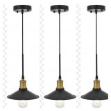 3 industrial black and gold hanging pendants