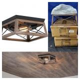 Two 2-Light Black and Wood Flush Mount Ceiling