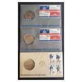 3 1974 & 1975 bicentennial first day cover coins