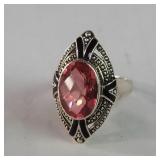 Sterling silver (925) pink topaz ring