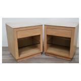 Pair of mid-century stone top single drawer