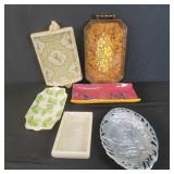 Box of miscellaneous. wood, fabric and ceramic