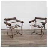 Rustic vintage garden chairs pair