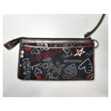 Coach Poppy graffiti canvas wristlet clutch