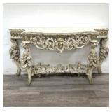 Vintage highly carved painted wood  console
