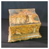 Vintage Asian handpainted wood jewelry box