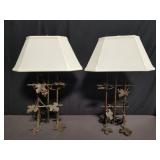 Pair of metal table lamps