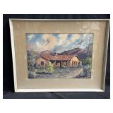 Framed signed gouache on rag paper dated 1940