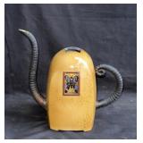 Signed ceramic pitcher 12"h x 13"l x 6.5"w
