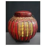 Vintage Asian rice storage container