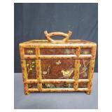 Large contemporary hand painted wood jewelry box