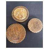 Group of 3 Russian birch bark trinket boxes