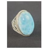 Sterling silver (925) larimar ring
