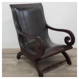 Mahogany & leather lounge chair