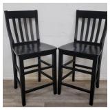 Pair of Pottery Barn Italian wood slat back bar