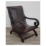 Mahogany & leather lounge chair