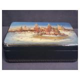 Signed Russian hand painted lacquer box in box