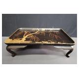 Vintage footed handpainted lacquer bed tray