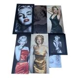 Group of 7 framed Marilyn Monroe canvas art prints