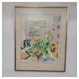 Pencil signed watercolor on paper under glass