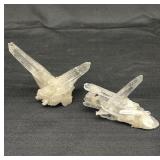 2 Clear quartz clusters