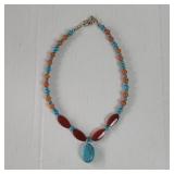 Sterling silver (925) turquoise beaded necklace