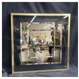 Vintage floating beveled dark glass mirror