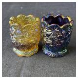 Pair of L.E. Smith Daisy & Button carnival glasses
