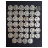 Group of 40 1964-D silver quarters PB